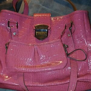 Liz Claiborne Pink Croc-Embossed Tote Bag